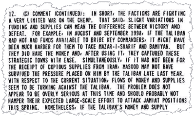 Massoud's link with Iran, Russia etc