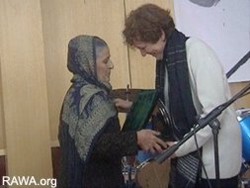 Cristina, an Italian supporter of RAWA receives certificate of honor